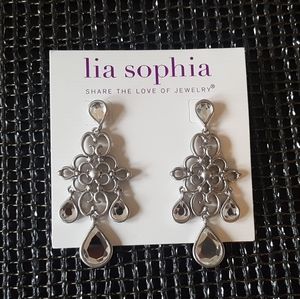 Lia Sophia Clear Crystal Bling Chandelier Earrings